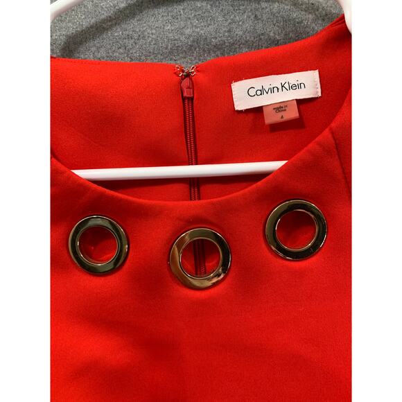 Calvin Klein Red Dress Women Small Size 4 Evening Party Cocktail Dress - Picture 6 of 6